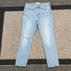Madewell The Mid Rise Perfect Vintage Jeans Womens Sz 26 Distressed Straight Leg